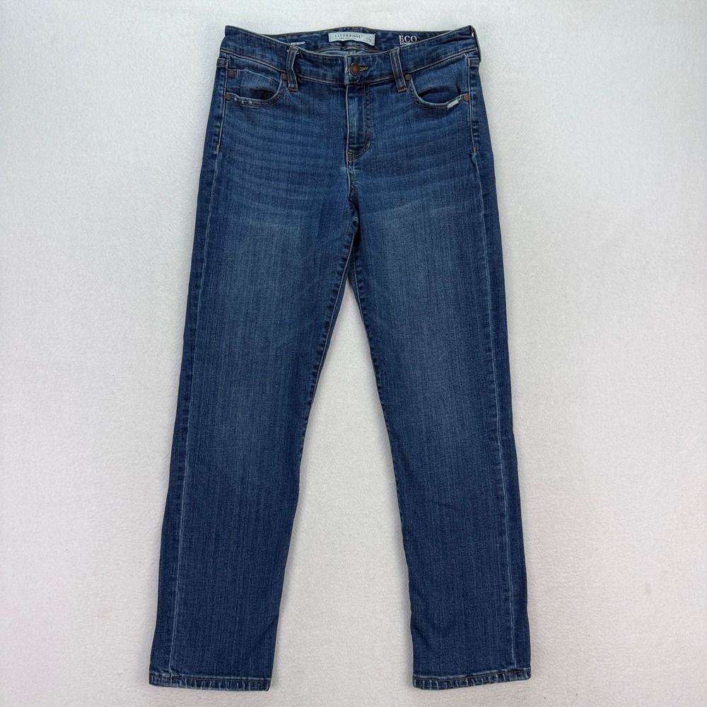 Liverpool Girlfriend Jeans Eco Logical Dark Wash Denim Everyday Casual Size 6